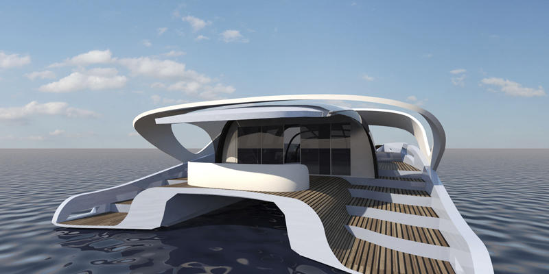 Luxury yacht : luxury flybridge motor-yacht (catamaran)