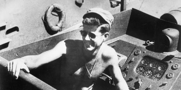 Lt. John Kennedy serving as boat skipper aboard PT 109.