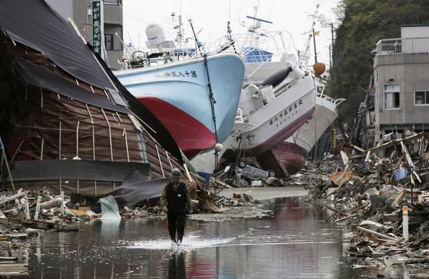 epa05201168 (30/39) (FILE) A file picture shows fishing vessels washed ashore in tsunami and fire-devastated Shishiori district of fishery port city Kesennuma, Miyagi Prefecture, northern Japan, 28 April 2011. March 11, 2016 marks the fifth  anniversary of the 9.0-magnitude earthquake and subsequent tsunami that devastated northeastern Japan and triggered a nuclear disaster at the Fukushima Daiichi Nuclear Power Plant.  EPA/KIMIMASA MAYAMA PLEASE REFER TO ADVISORY NOTICE (epa05201138) FOR FULL PACKAGE TEXT